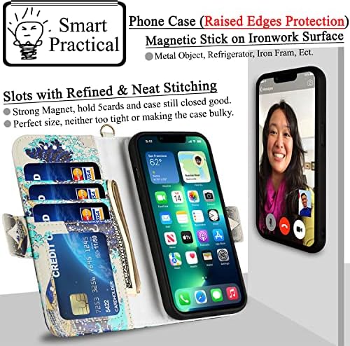 Mefon torbica za novčanik za iPhone 13 Pro Max, kompatibilna sa bežičnim punjenjem, magnetno odvojiva, zaštita od RFID kartice, luksuzna