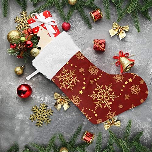 Alaza Božićne čarape Hipster Zimske snežne pahulje Cvjetni crveni uzorak klasik personalizirano velikim ukrasima čarapa za obiteljski odmor sezona Party Decor 1 paket, 17.7 ''