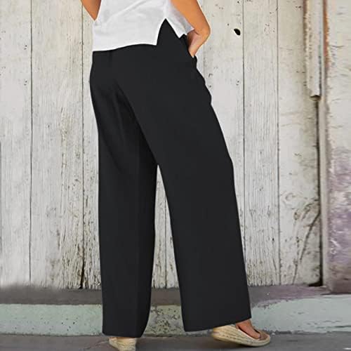Ženske pamučne pantalone, Dressy Casual Comfort široke noge Palazzo joga pantalone udobne modne vrećaste hlače s džepovima