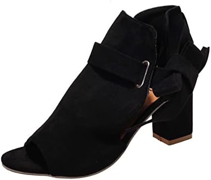 Žene peep toe sandale plus veličine modne lukknot riblji usta Chunky Heels kliznite na sandale Ljetne zabavne cipele