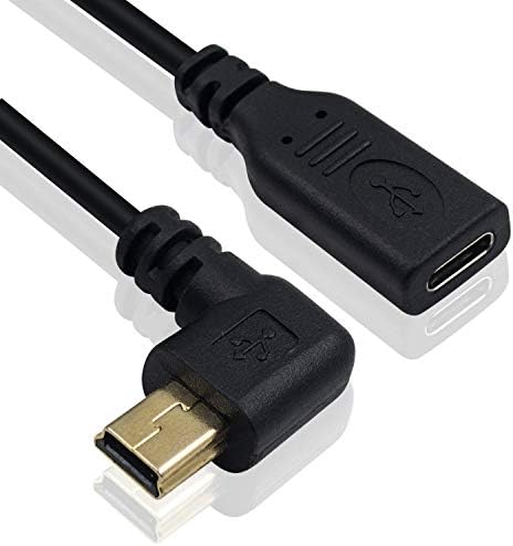 Poyiccot USB C u mini USB kabl, USB C u Mini USB 2.0 adapter, 480Mbps Mini USB do USB C adapter, 90 stupnjeva TIP C HENE TO MINI USB 2.0 Muški pretvarač za MP3 playere