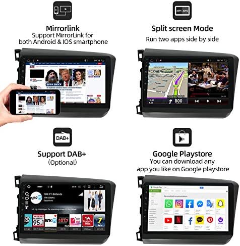 BXLIYER Android 10 dupli din Auto Stereo za Honda Civic 2012 GPS navigaciona Glavna jedinica | 9 inč / 2G+32G / besplatna rezervna