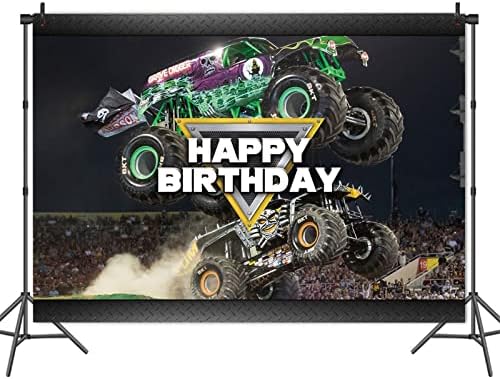 8x6ft Monster Truck photography Backdrop Car Grave Digger Photo Background za dječake Happy Birthday Party Decoration Cake Table Banner