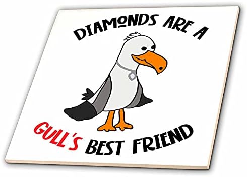 3drose Funny Diamonds are a Gulls Best Friend Sea galeb Bird Beach pun Cartoon-Tiles