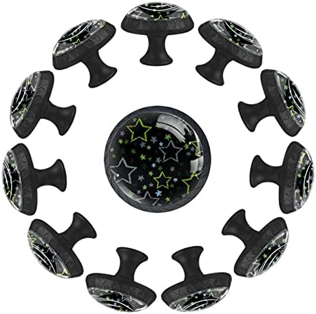 12 komada zvijezde Crna staklena dugmad za Komode, 1,37 x 1,10 u okruglom kuhinjskom ormariću vuče za dječiju sobu za rasadnike kućne kancelarije
