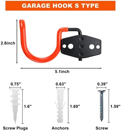 Tysun 8 Pack garažne kuke Utility Steel garage storage Hooks držači za metlu za brisanje kuke za montažu na zid organizacija garažnog skladišta i vješalice za alate za električne vrtne merdevine za alate za bicikle