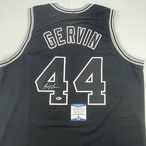 Potpisano / potpisano George Gervin San Antonio Crni košarkaški dres Beckett BAS COA