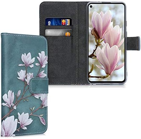 kwmobile torbica za novčanik kompatibilna sa Google Pixel 4a 5G - navlakom od umjetne kože-Magnolias Taupe / Bijela / Plava Siva