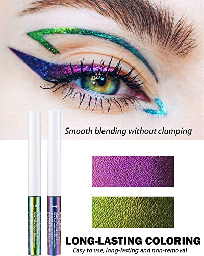Chameleon Glitter Eyeliner Liquid - 1kom zelena metalik visoko pigmentirana svjetlucava olovka za šminkanje u boji za sjenilo Eye Liner, razmazana, Ultra-Fine Tip Multichrome olovka za oči, poklon za žene Girl - 02#