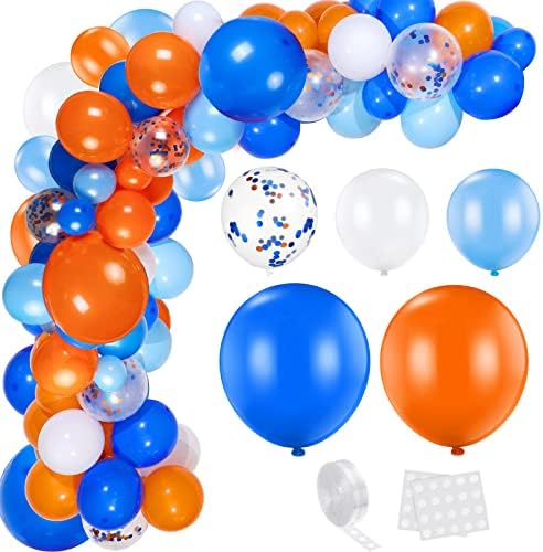 198 kom narandžasti i Plavi baloni Garland Arch Kit 18 12 10 5 inčni narandžasto plavi bijeli balon od lateksa narandžasto plavi konfeti Baloni za djecu Target Sign Ratni ukrasi za rođendanske zabave zalihe