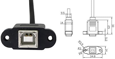 Cerrxian 50cm mini USB 5pin muški do USB tipa B 2.0 Ženska produžetka Podaci i kabel za punjenje sa vijcima rupama