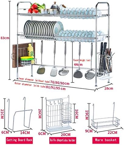 Fehun sudoperi, nehrđajući čelik Dvostruki potop za odvod posuđa za odvod posuđa za pohranu Skladište / 91 * 28 * 83cm