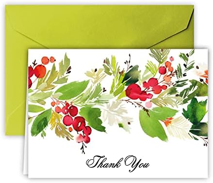 Papirne pomahnitale umjetničke akvarelne vijence zahvalne kartice sa bilješkama i limete zelene koverte 25 pakovanja