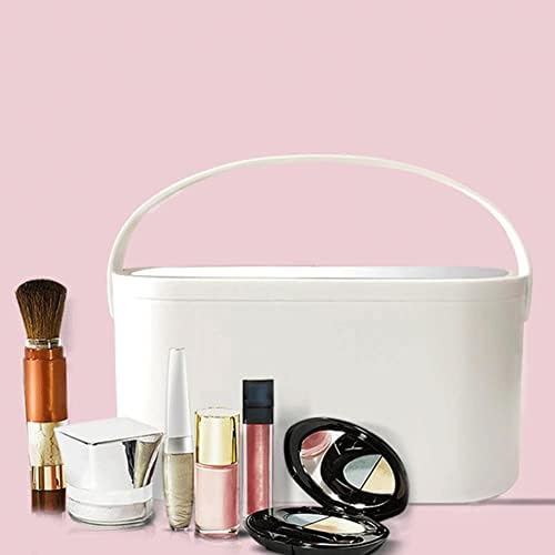 Kozmetička kutija za pohranu Ormar Dame Makeup Makeup ogledalo sa ručkom makeup kutija LED lampica za skladištenje nakita za skladištenje