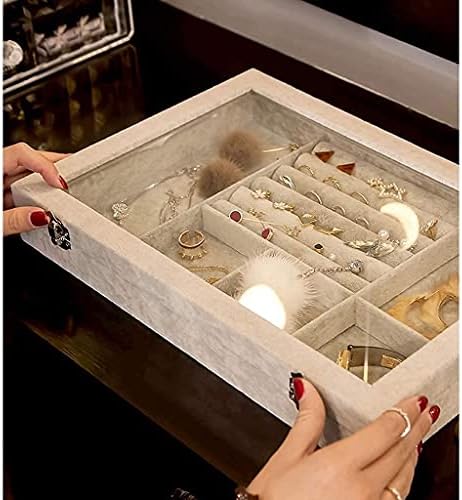 Kutija za nakit Organizator prozirno staklo kutija za nakit baršunasta ladica nakit slučaj sa poklopcem visokog kapaciteta prikaz