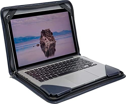 Bronel Blue kožni laptop Messenger futrola - kompatibilan sa ASUS C302CA-GU010 360 stupnjeva Rotirav Full HD touch ekrana Chromebook Flip 12,5 inčni prijenosnica (Intel Cor