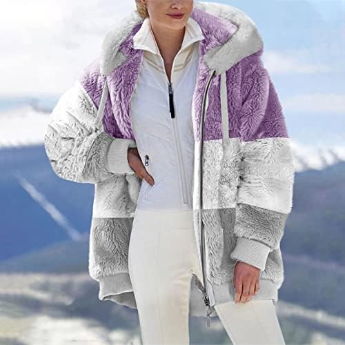 Plus size za zimske kapute za žene jakne sa kapuljačom Fleece moda u boji bloktora sa zatvaračem CARDIGAN topli kaputi