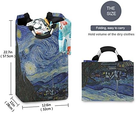 ALAZA Starry Night Van Gogh ulje na platnu velika torba za pranje veša sklopiva sa ručkama vodootporna izdržljiva Odjeća okrugla kanta za pranje prljavih korpi organizacija za dom kupatilo spavaonica koledž