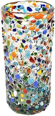 MexHandcraft Confetti Rocks 20 Oz Tall Ice Tea naočare, set 6, Meksički Handmade Multicolor stakla, reciklirano staklo, Olovo & amp;