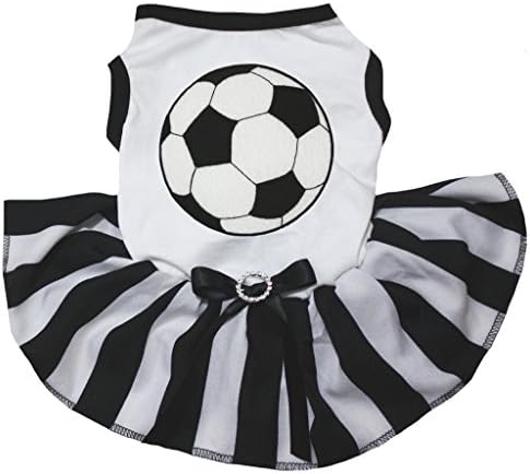 Petitebella Soccer Bijela košulja Crna prugasta haljina za pse
