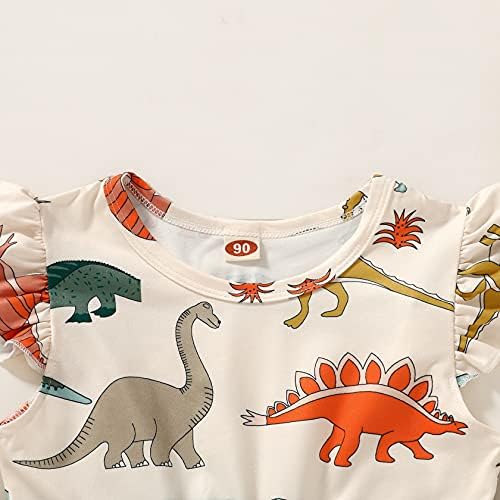 HappyMa Toddler Baby Girl Ljetna haljina Dinosaur Flutter rukave haljine odijelo za djevojčicu za djecu