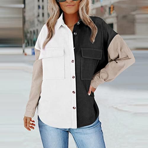 Ženska košulja za koluta za žensku košulje Ležerne prilike, Bluze za ramena za ramena Boja blok Bojačka jakna