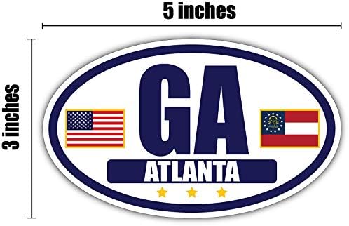 Zastava države Gruzija / Američka zastava Oval 3m Vinil naljepnica zabojci naljepnica | Navy & Gold Atlanta, Galice za naljepnicu Vinil naljepnica