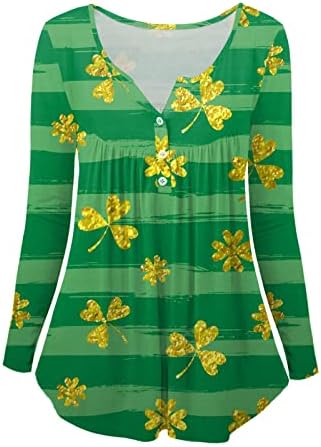 CGGMVCG St. Patricks dan majice za žene Dugi rukav modni Dugi rukav Casual Print T St Patricks dan vrhova za žene