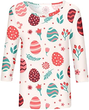 Žene Uskršne košulje Ljeto 3/4 rukava s majicama Ležerne prilike Modni labavi cvjetni print Tunic TEES Plus veličina t