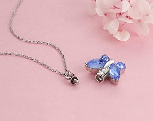 Rimzviux ljubičasta uvijek u mojim srčanim ogrlicama za pepeo i plavi leptir pepeo ogrlica kremiranje nakit