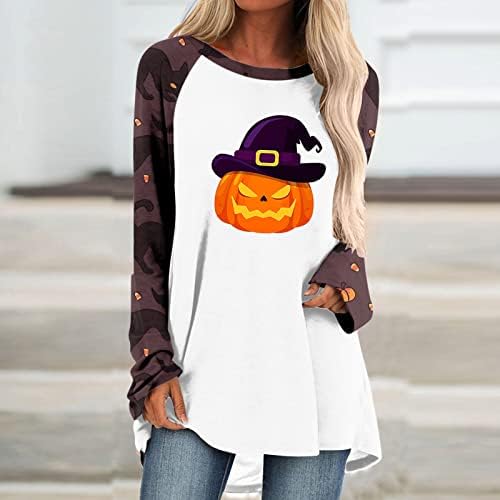 Dugi rukav plus Veličina Halloween Dukserica za žene Kostimi bundeve tiskane vrhove pulover košulje meka kombinirana košulja Raglan