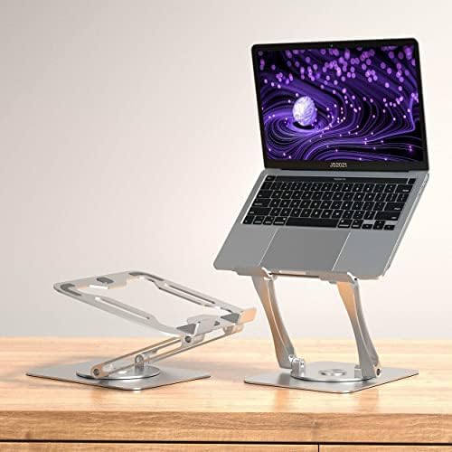 Kca_S Laptop & iPad štand 360 ° za stol rotirajuća baza, sklopivi prenosni prijenosni prenosivi riser, podesiva visina, kompatibilna