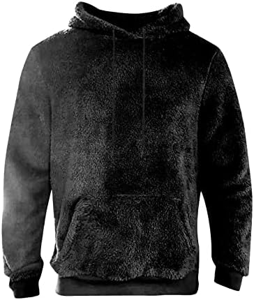 Xiaxogoolog Flannel Hoodies za muškarce, zimska topla nejasna kapuljača Unisex Muškarci Sherpa Pulover Loose Fluffy dukserice sa džepom