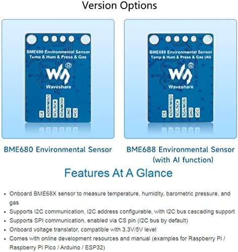 BME680 Senzor okoliša, podržava temperaturu / vlažnost / barometrijski pritisak / VOC gas, I2C i SPI, podržavaju maline PI / Raspberry Pi Pico / za Arduino / ESP32, itd.