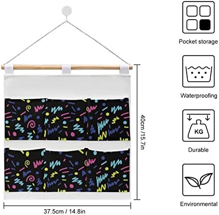 80s 90s svijetli Neonski zidni ormar viseća torba za odlaganje 6 džepova laneni pamuk preko vrata Organizator torbice za spavaću sobu