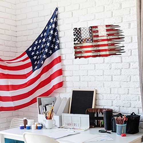 Kehome Božićni kamin Garland Srebrna nezavisnost vojnika SAD-a u SAD-u zastava metala kovanog željeza zidni ukras metalni umjetnički