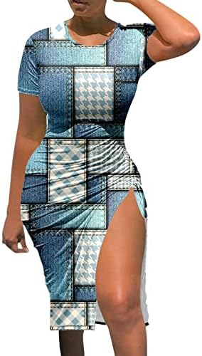 Miashui Maxi haljina žene ljetne Ležerne mršave vezice s prorezom od umjetnog trapera haljine s printom duge ljetne haljine za žene