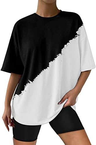 Ženska majica ženske Oversized majice labavi Fit pamuk Crewneck kratki rukav vrhovi kompresijska košulja duga