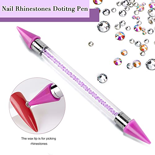 Olovka za odabir kamenčića za nokte, nadogradite dvostruku voštanu olovku za kamenčiće sa 1 pincetom, Set alata za umjetnost noktiju za DIY ukras