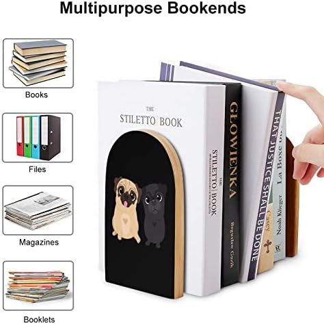 Funny Mops Dogs dekorativna Bookends za police 1 par knjiga završava Non-Skid ured drži štand