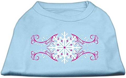 Mirage Pet Products 8-Inch Pink Snowflake Swirls Screenprint Shirts for Pets, X-Small, Baby Blue
