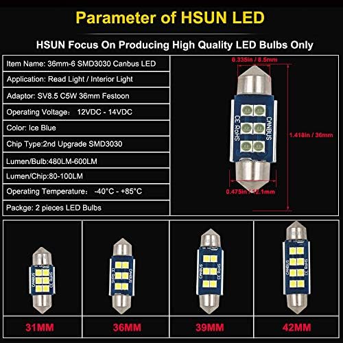 HSUN 36mm Festoon C5W LED sijalica, 6411 6413 6418 6461 6486X DE3423 DE3425 6led SMD3030 čip za unutrašnjost kupole čitanje karta