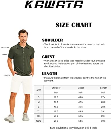 KAWATA muške Muscle Polo majice Dry Fit kratki rukav Stretch Slim Fit T Shirts Workout Golf Shirt