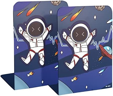 2 paketa držača za knjige Neklizajući plavi Crtić astronauti Book Stopper Heavy Duty Premium metalni dekorativni oslonci za kraj knjige