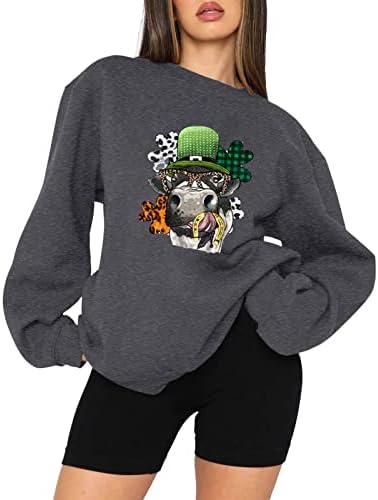 Duge rukave majice za žene Dressy Casual Dugi rukav prevelike pulover vrhovi St Patricks Day bluze sa životinjskim printom