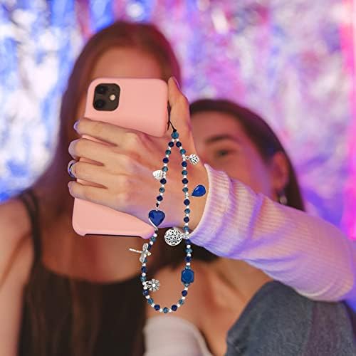 Katutude Beaded Phone Charm Cell Phone Lančanik Narukvica Za Zapešće, Boho Privjesak U Obliku Lista Privezak Protiv Izgubljenog Lanca Privjesci Za Mobilni Telefon Narukvica Za Privjesak Za Ključeve, Crna