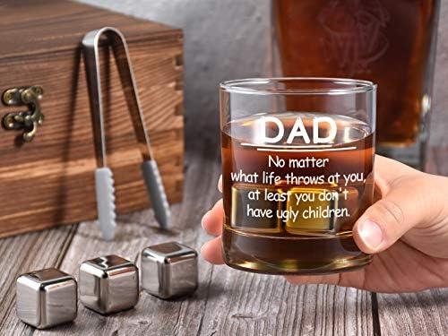Funny rođendanski pokloni za tatu od kćeri Son Kids, tata bez obzira na sve / ružna djeca Whisky Glass poklon za muškarce Set, Novost