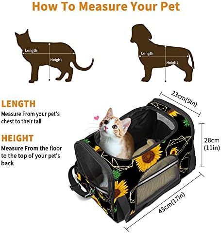 Torba Za Kućne Ljubimce Žuta Suncokretova Geometrijska Crna Mačka Štenci Mekana Prenosiva Putna Torba