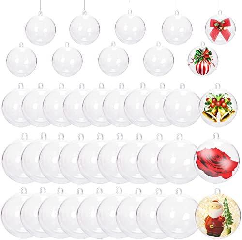 40 paket Clear Fillable ornaments Balls,Clear Plastic Christmas Ornament,Craft Plastic Ball Ornament sa 3 veličinom za Božić,vjenčanje,DIY