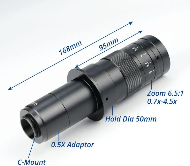 FIERRG oprema za laboratorijski mikroskop 180x C-mount objektiv, 0.5 X Adapter radna udaljenost 55mm-210mm, industrijski mikroskop digitalna kamera oprema za mikroskop objektiva